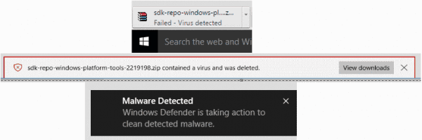 Malware detected messages