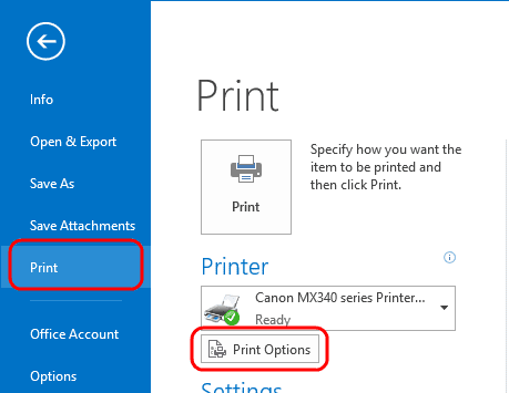 can i reduce printing in outlook 2016 on mac
