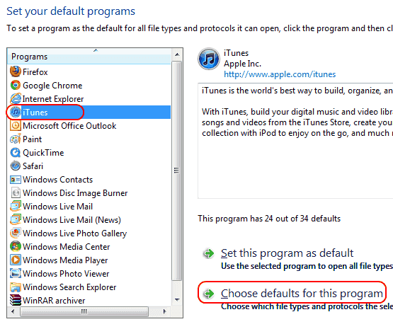 how to change default program for music windows 10