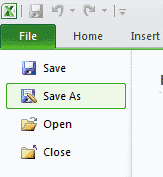 Excel save as