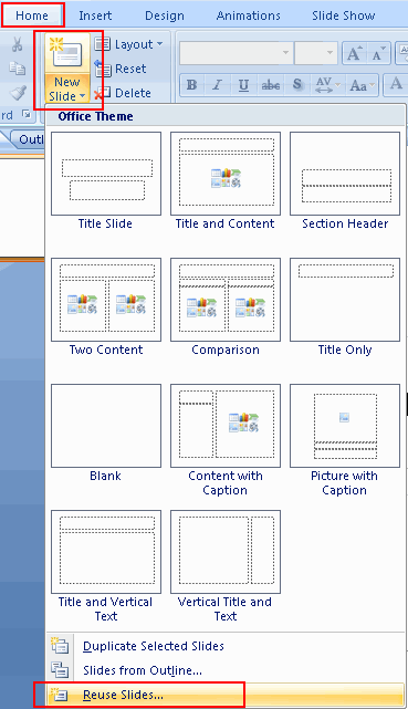 powerpoint import template from another presentation