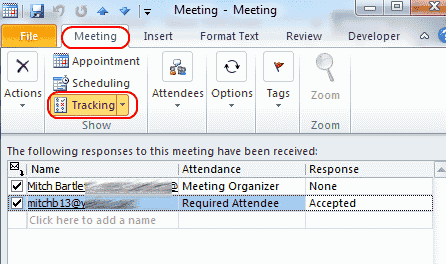 see whos accepted a meeting in outlook for mac