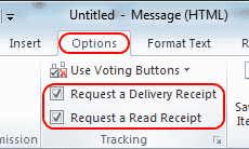 Outlook 2010 message receipt options