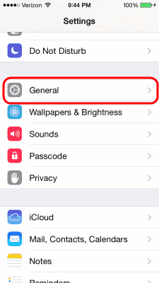 iOS7 General option