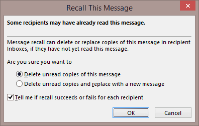 how to recall a message in outlook app mac