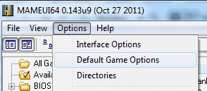 MAME default game options