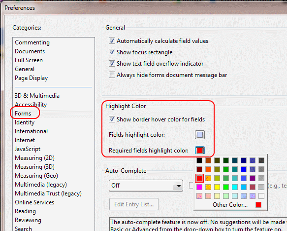 Adobe Reader change highlight