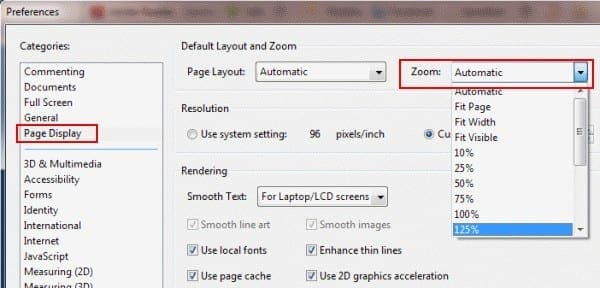 Adobe Reader change zoom