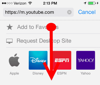 iOS YouTube Address Bar Swipe