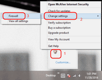 Open McAfee Firewall Settings