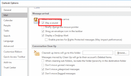 outlook for mac new message sound won