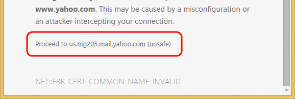 yahoo connection not private