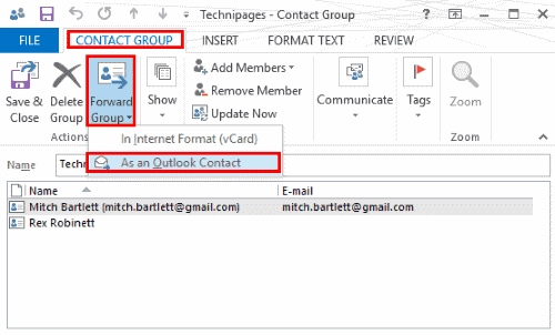 how to use outlook contact groups