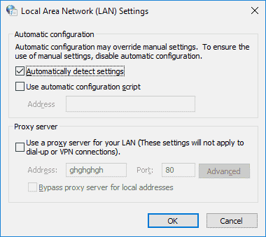 Windows LAN settings