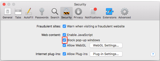 turn off pop up blocker in chrome for mac