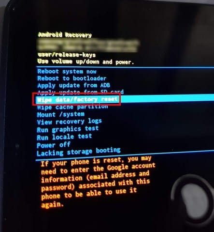galaxy tab factory reset not working