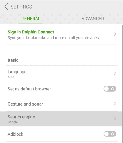 how to search a page on dolphin browser