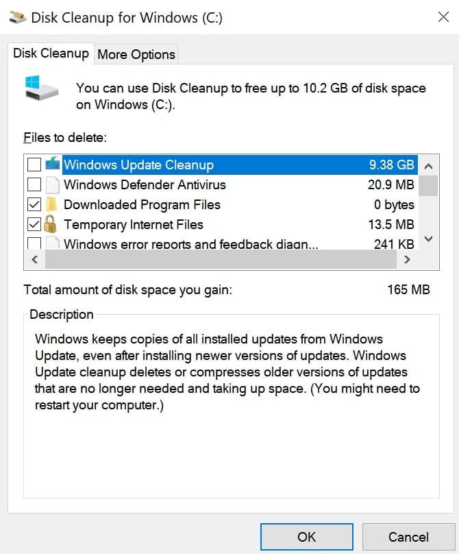 disk cleanup free disk space