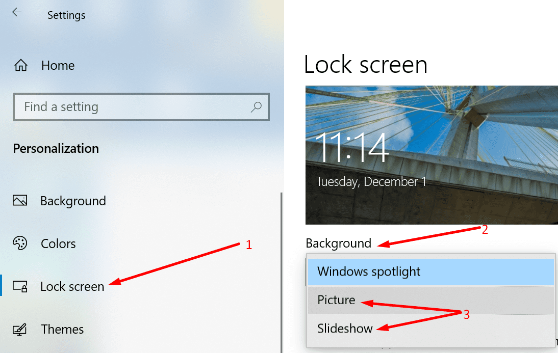 windows 10 change lock screen