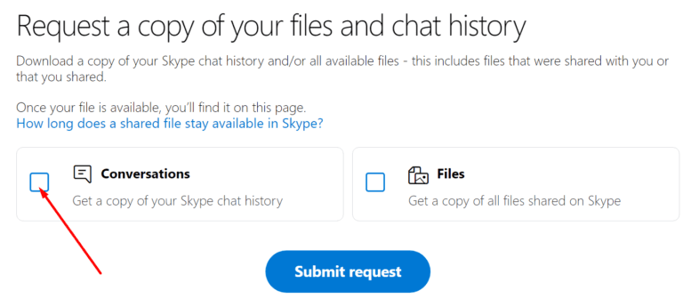 copy skype chat history